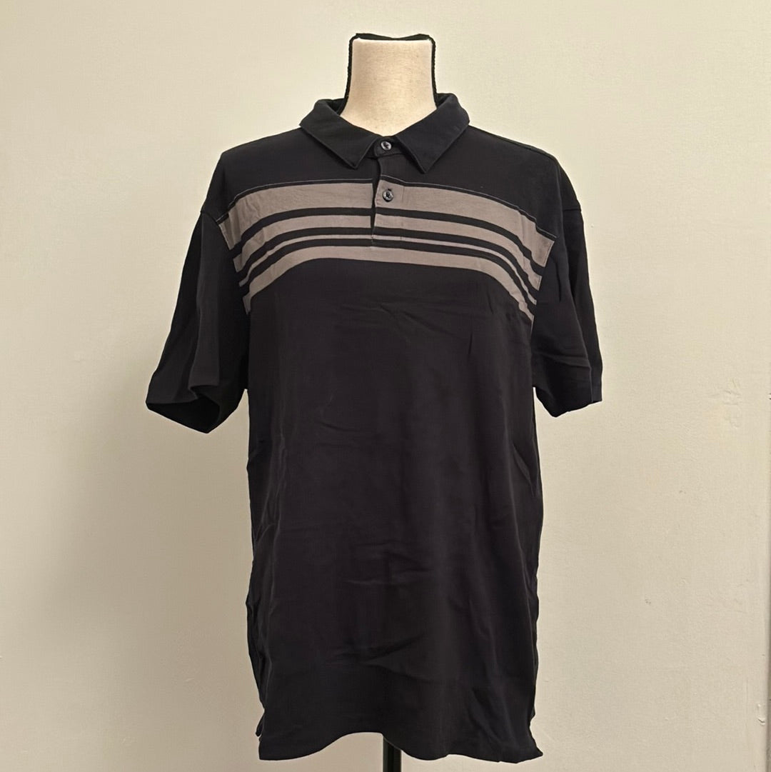 Structure Black & Gray Stripe Polo Shirt XL