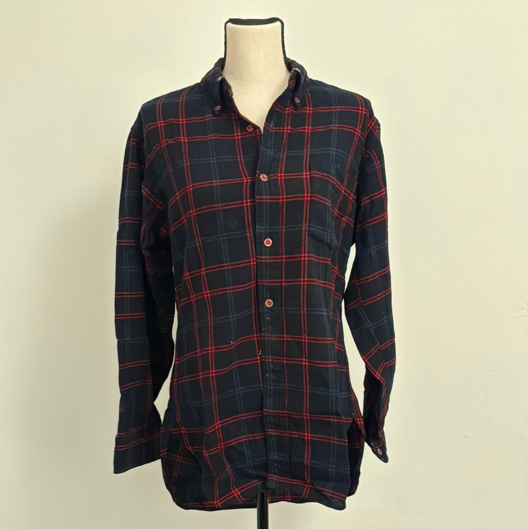 Pendleton Wool Navy, Red & Green Plaid Button Down Shirt M