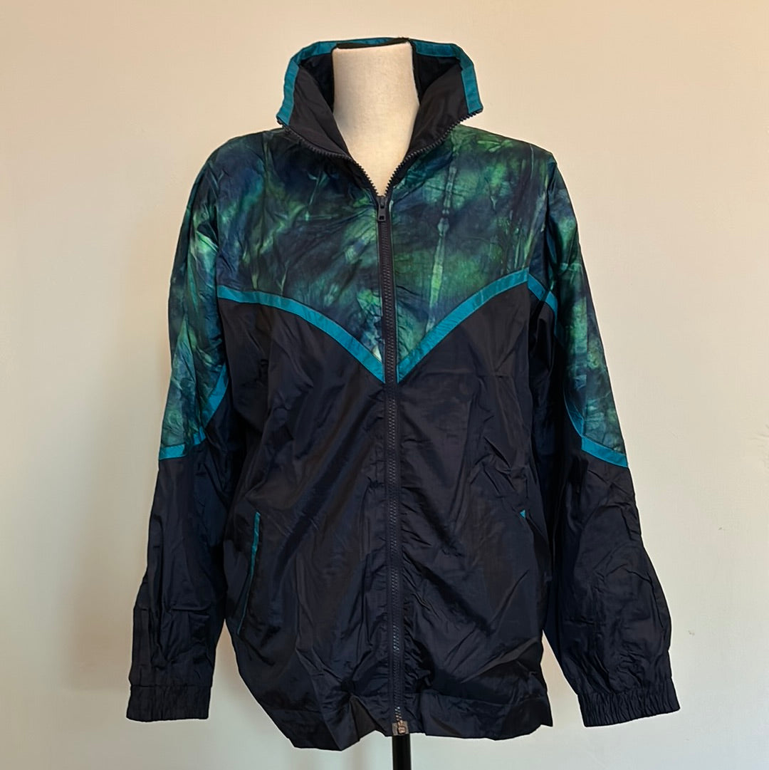 Ladies Black/Green/Teal Windbreaker with Pockets M