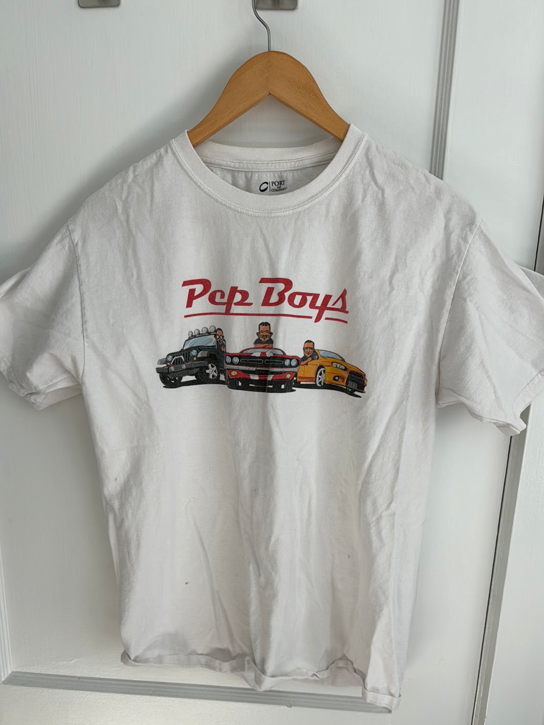 Pep Boys White Cotton T-Shirt M