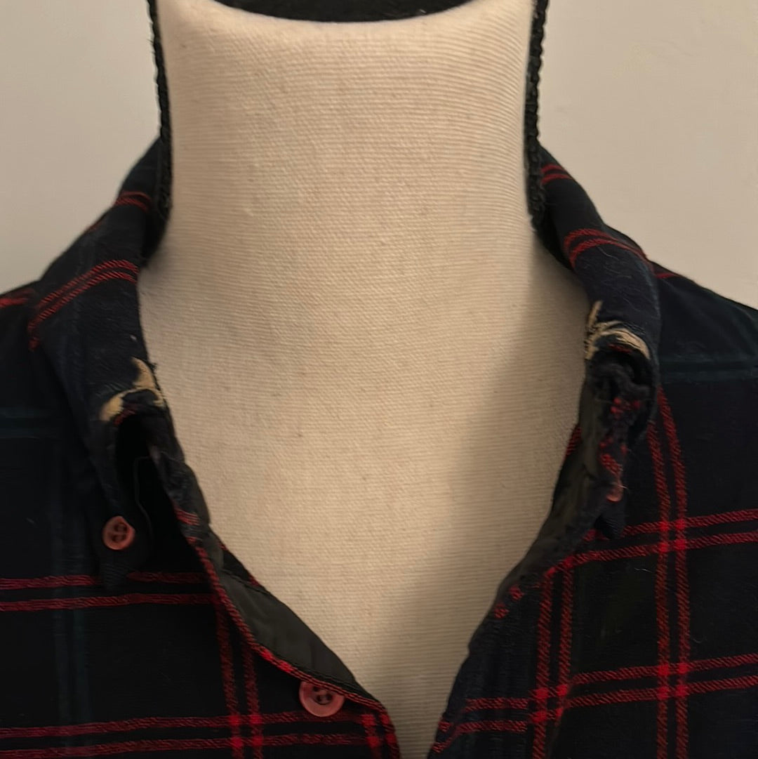 Pendleton Wool Navy, Red & Green Plaid Button Down Shirt M