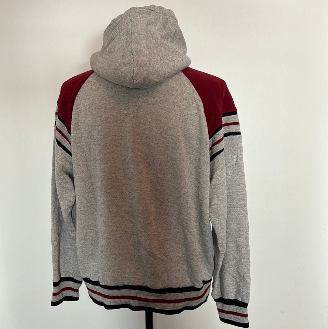 Puma Hooded Gray & Maroon with Stripes Sweatshirt L