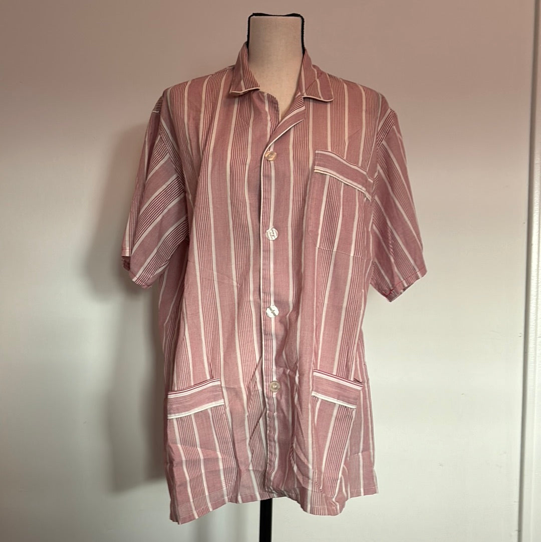 Pierre Cardin Maroon & Cream Striped Shirt L