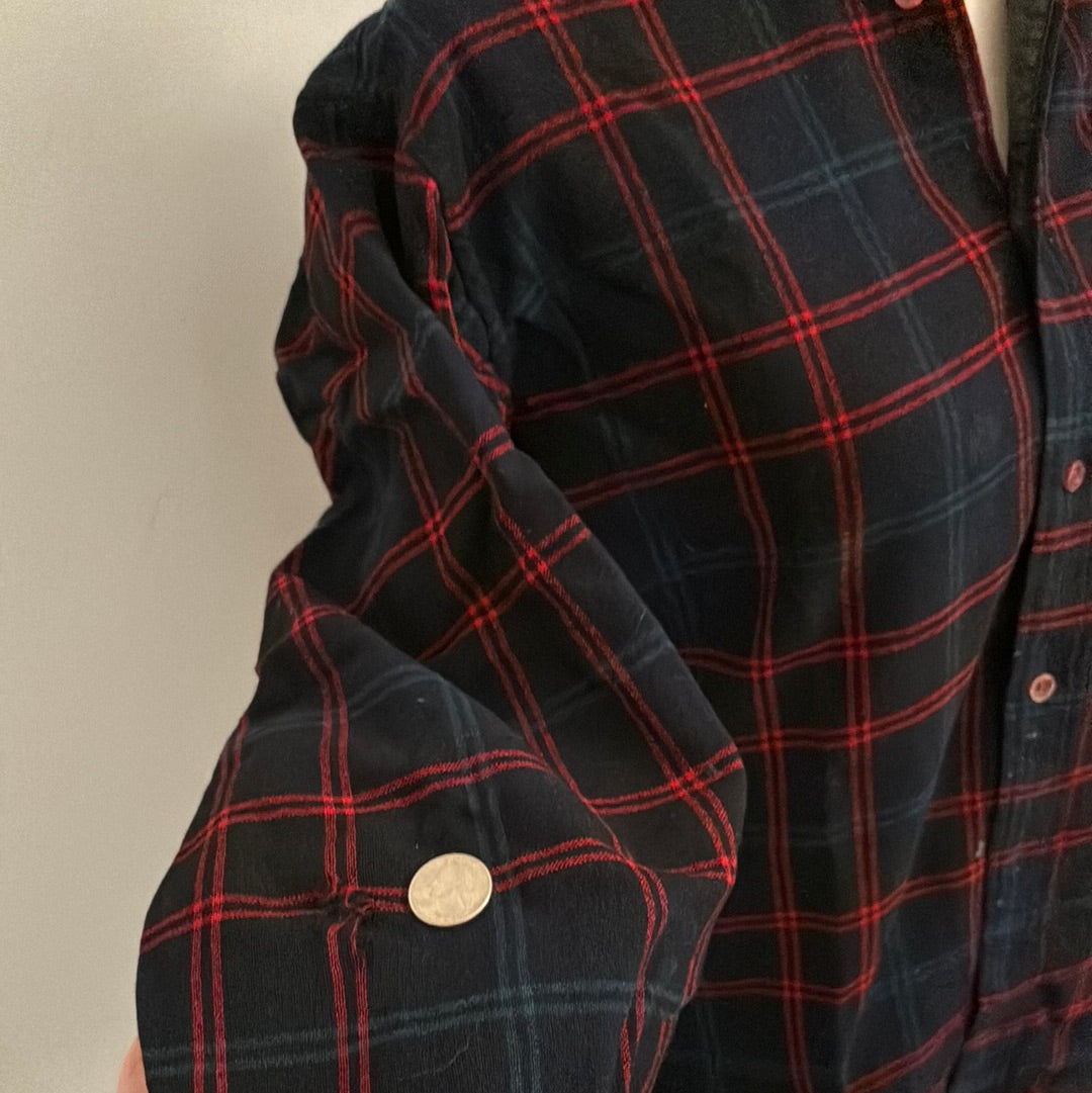 Pendleton Wool Navy, Red & Green Plaid Button Down Shirt M