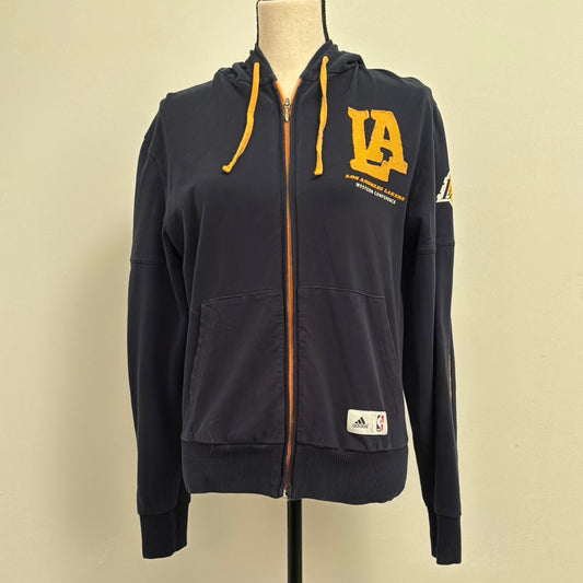 Adidas Los Angeles Lakers Zip On Hooded Sweatshirt with Pockets - Size S