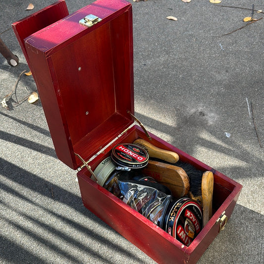 Boot/Shoe Shine Box with Polishes